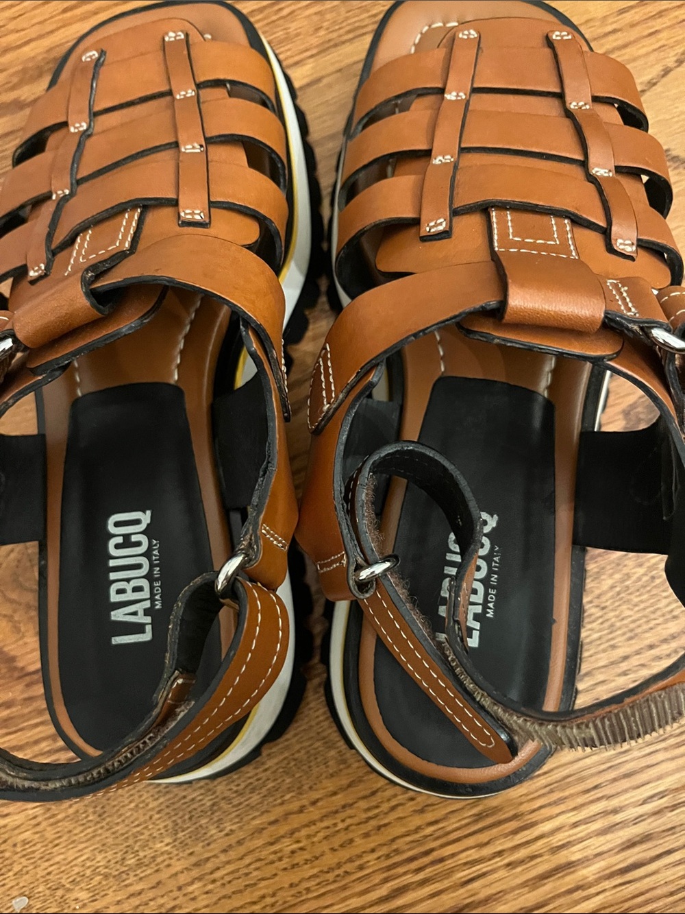 Labucq Boomer Tan leather fisherman sandal size 39 - Picture 7 of 9